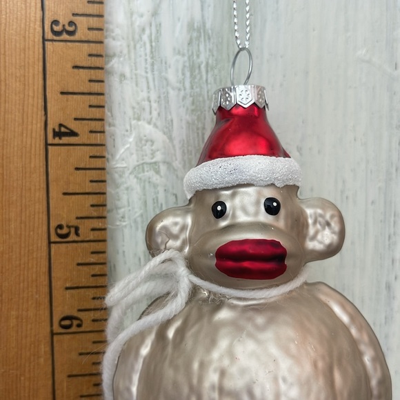 TRIMSETTER BY DILLARDS glass blown Sock Monkey Christmas Ornament 5" NWOT - Picture 4 of 4